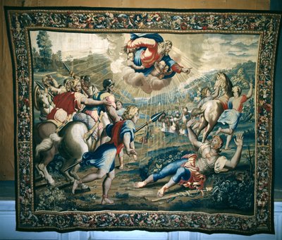 De Bekering van St. Paulus, uit een serie die de Handelingen van de Apostelen afbeeldt, geweven in de Beauvais Werkplaats onder leiding van Philippe Behagle, 1695-98 door Raffaello Sanzio Raphael